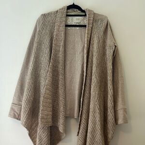 Anthropologie Saturday Sunday Mixed Media Knit Waterfall Sweater in Tan